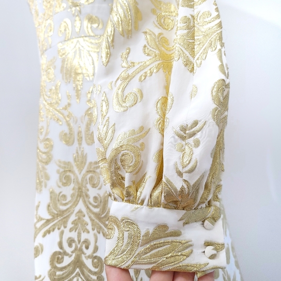 J. Mendel Paris Couture Baroque Silk Patchwork Puff Sleeve Mini Dress - Picture 6 of 10